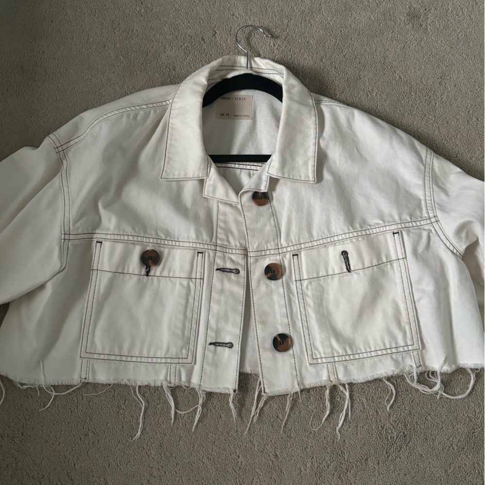 White Cropped Jean Jacket